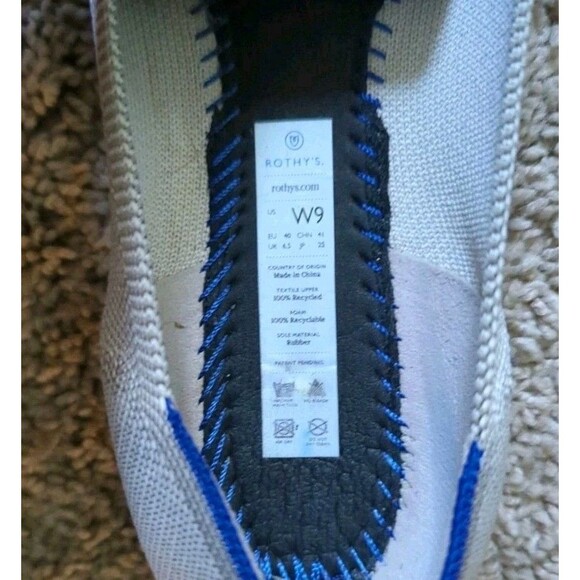 Rothy's The Flat Sz 9 Light Gray Knit Washable Round Toe Ballet Lagenlook EUC - Picture 7 of 11